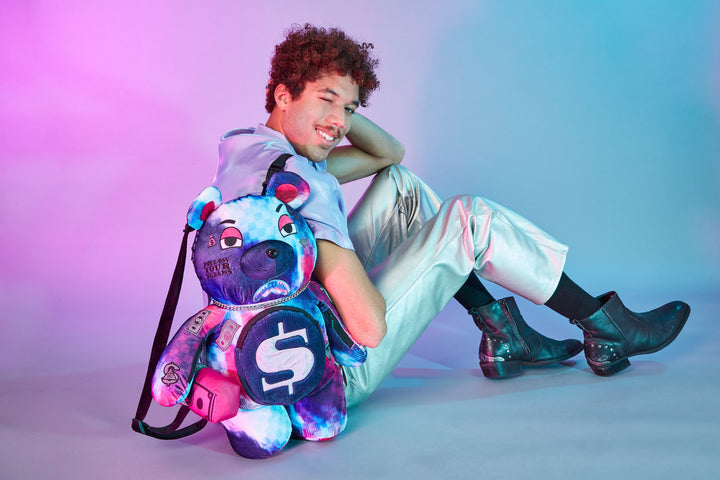 METALLIC TYE DYE BEAR BACKPACK