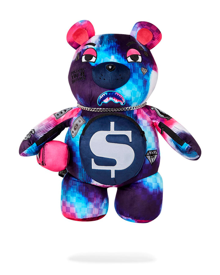 METALLIC TYE DYE BEAR BACKPACK