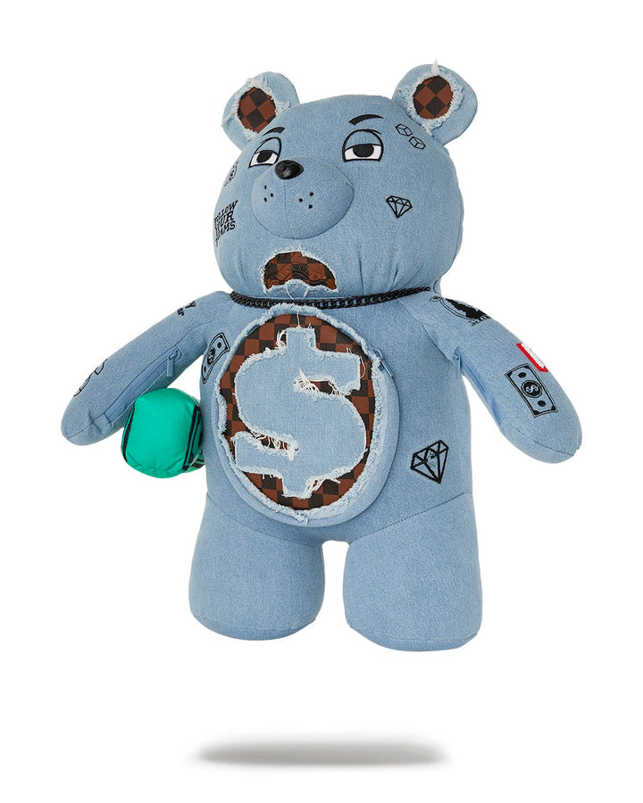 DENIM SHARK MONEYBEAR TEDDY BEAR BACKPACK