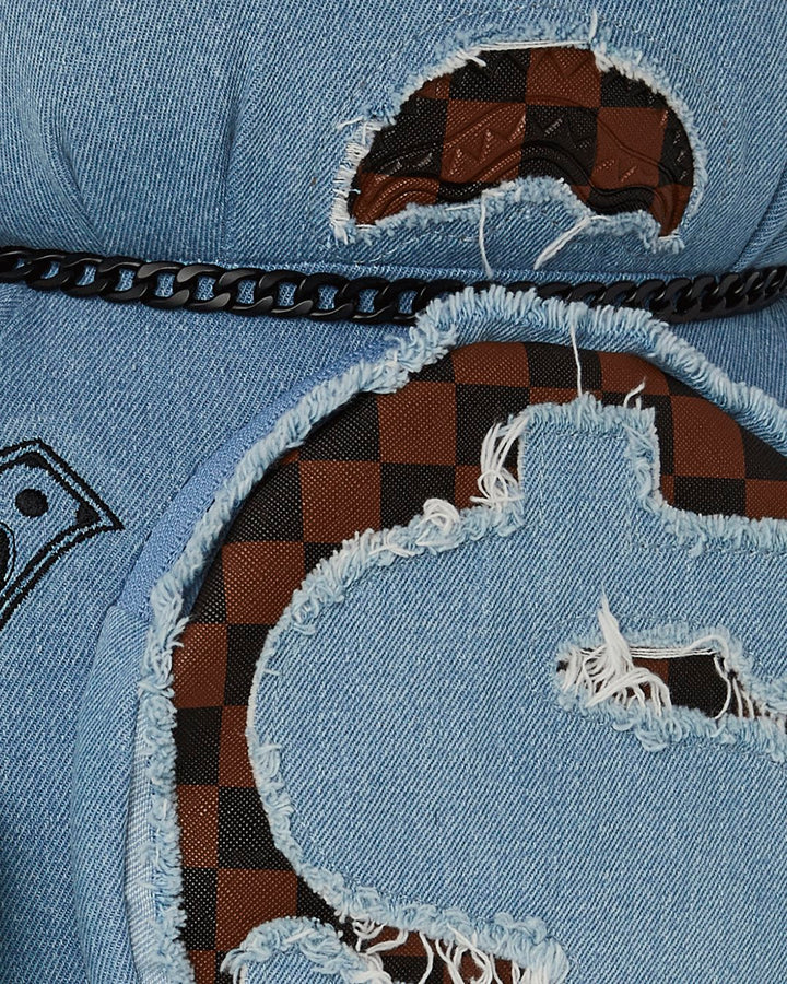 DENIM SHARK MONEYBEAR TEDDY BEAR BACKPACK