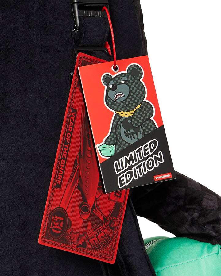 DRIPPING SHARKS IN PARIS MONEYBEAR TEDDY BEAR BACKPACK