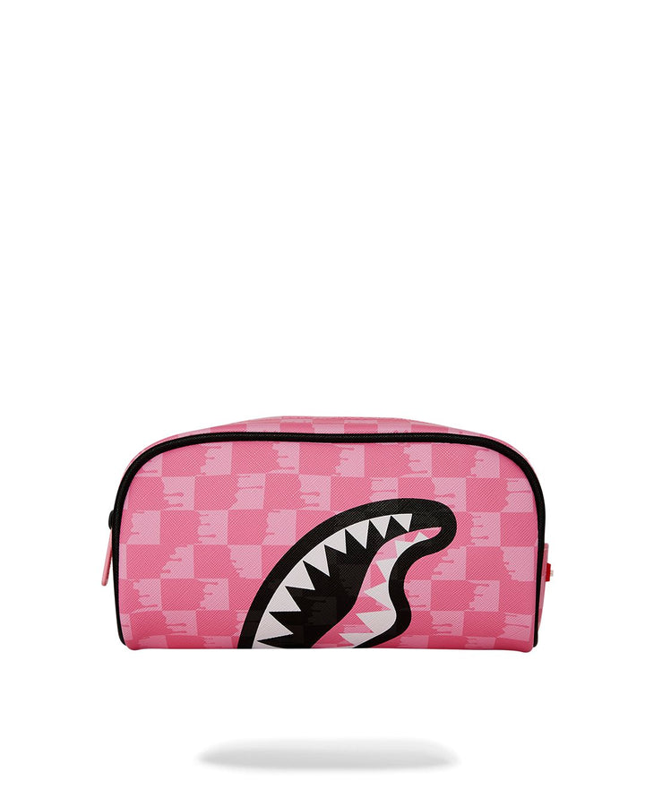 PINK AND BLACK DRIP CHECK PENCIL POUCH
