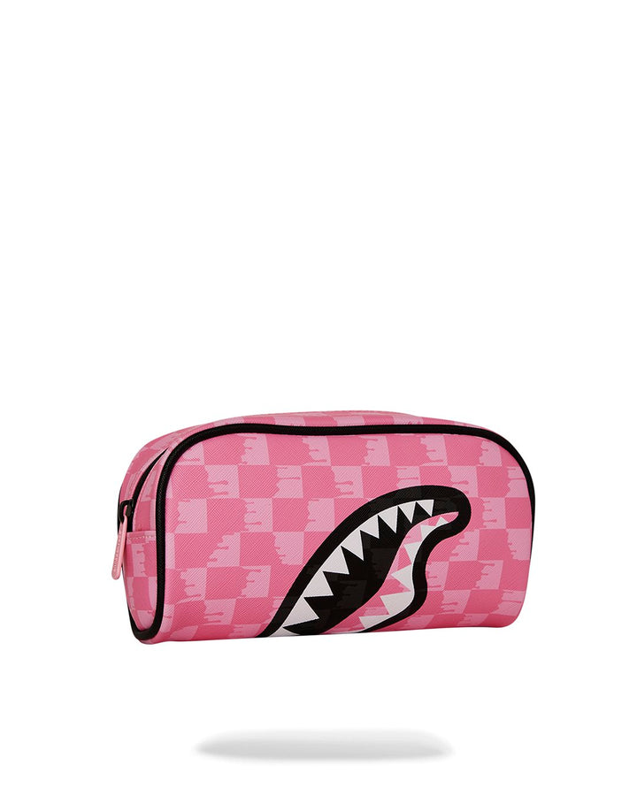 PINK AND BLACK DRIP CHECK PENCIL POUCH