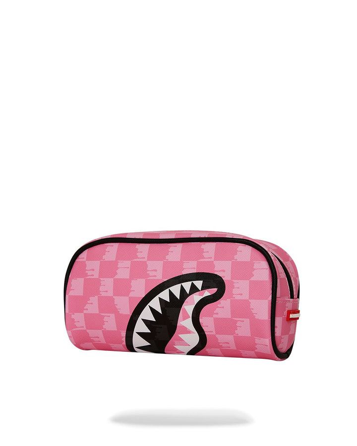 PINK AND BLACK DRIP CHECK PENCIL POUCH