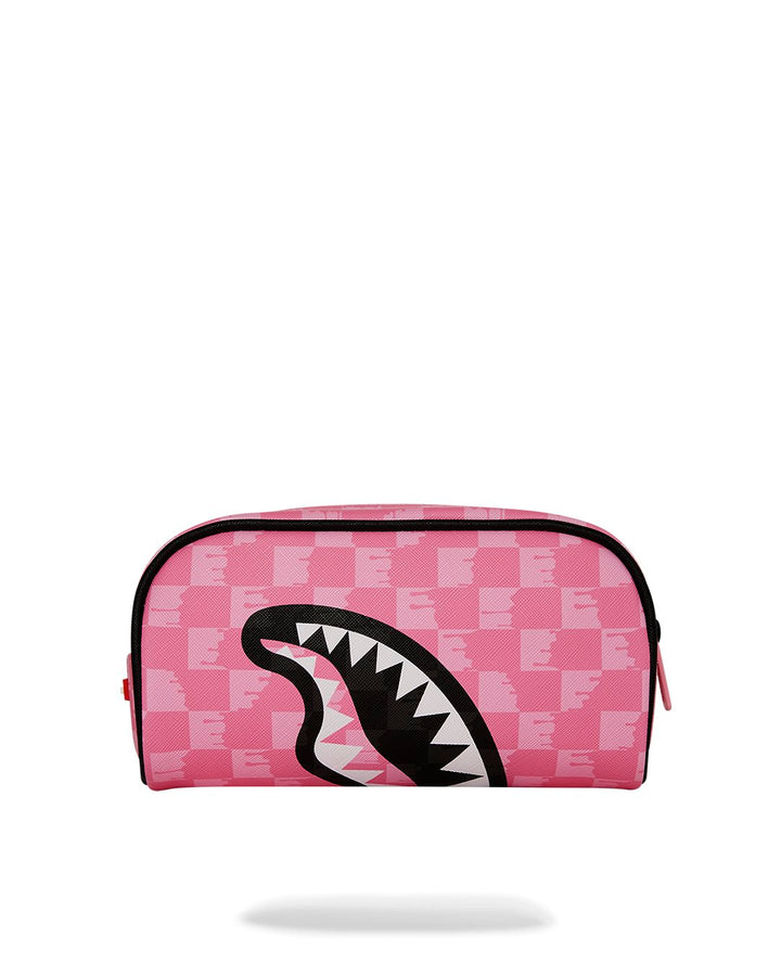 PINK AND BLACK DRIP CHECK PENCIL POUCH
