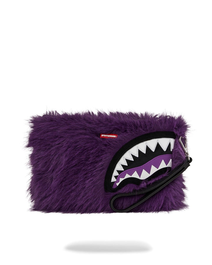 FUR CRAY PURPLE CROSSOVER CLUTCH