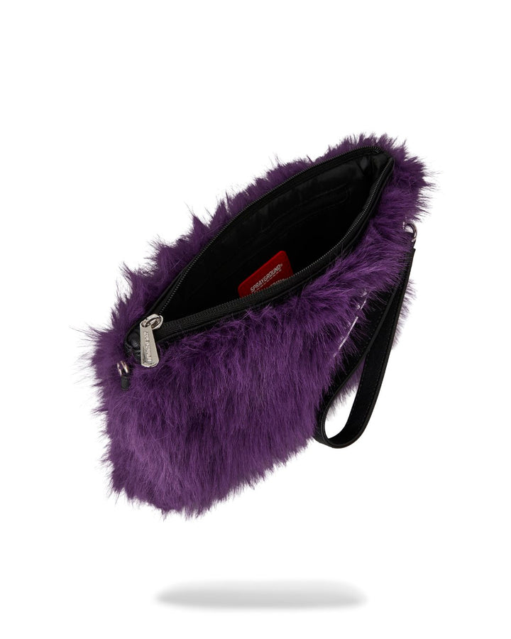 FUR CRAY PURPLE CROSSOVER CLUTCH