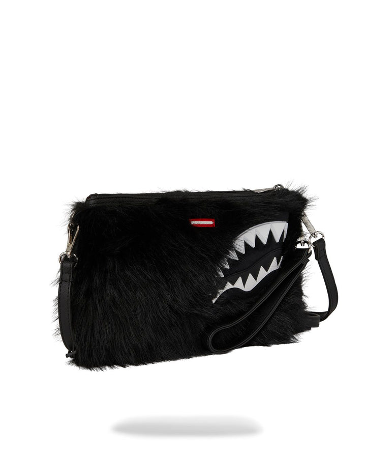 FUR CRAY BLACK CROSSOVER CLUTCH