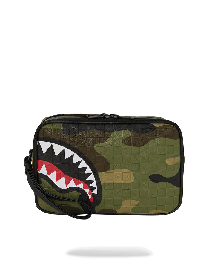 WOODLAND CAMO CHECK TOILETRY BAG