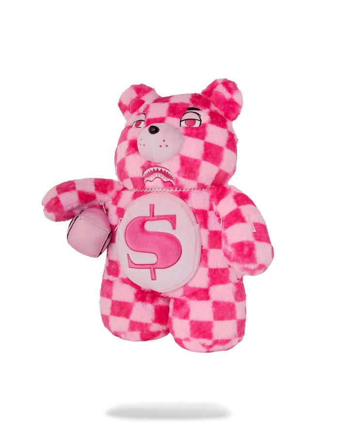 PINK FUR CHECK MONEYBEAR BACKPACK