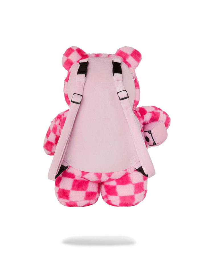 PINK FUR CHECK MONEYBEAR BACKPACK