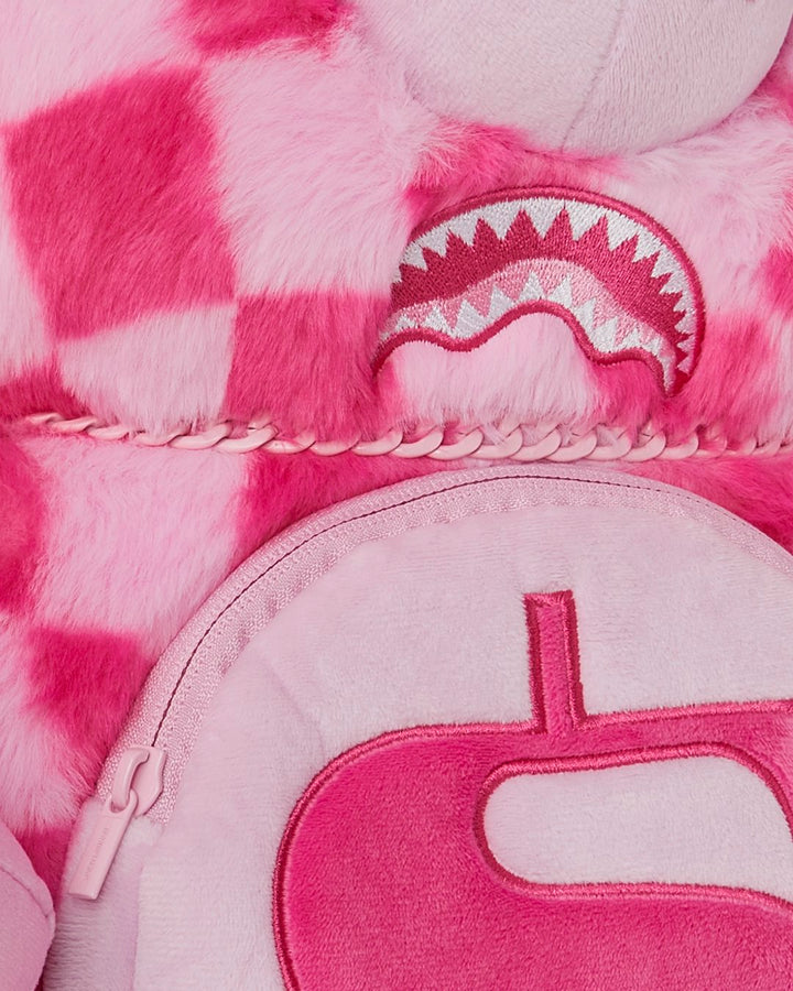 PINK FUR CHECK MONEYBEAR BACKPACK
