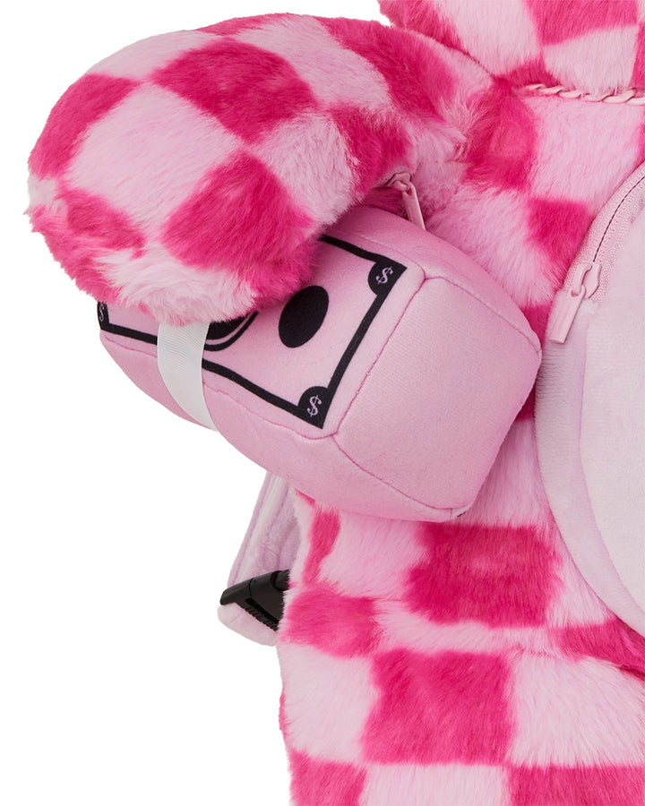 PINK FUR CHECK MONEYBEAR BACKPACK