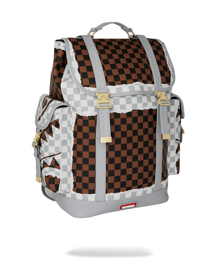 CREAM AND BROWN TEAR CHECK MONTE CARLO BACKPACK