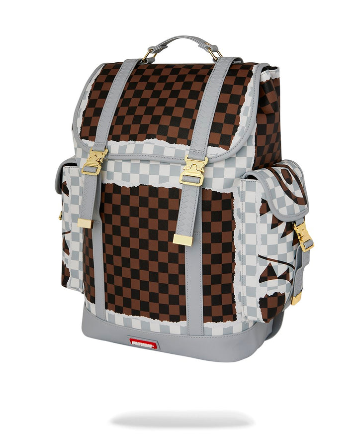 CREAM AND BROWN TEAR CHECK MONTE CARLO BACKPACK