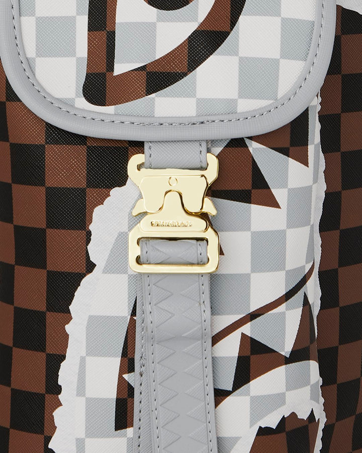 CREAM AND BROWN TEAR CHECK MONTE CARLO BACKPACK