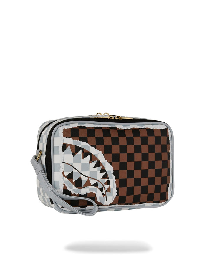 CREAM AND BROWN TEAR CHECK TOILETRY BRICK