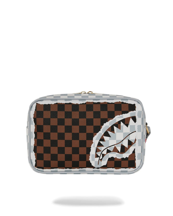 CREAM AND BROWN TEAR CHECK TOILETRY BRICK