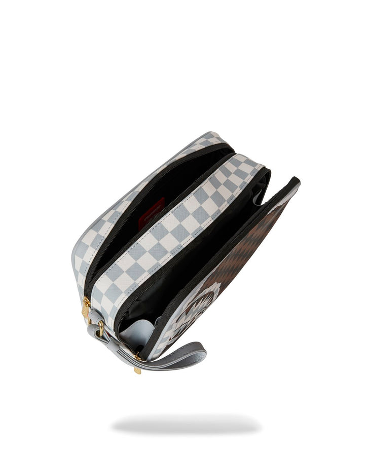 CREAM AND BROWN TEAR CHECK TOILETRY BRICK