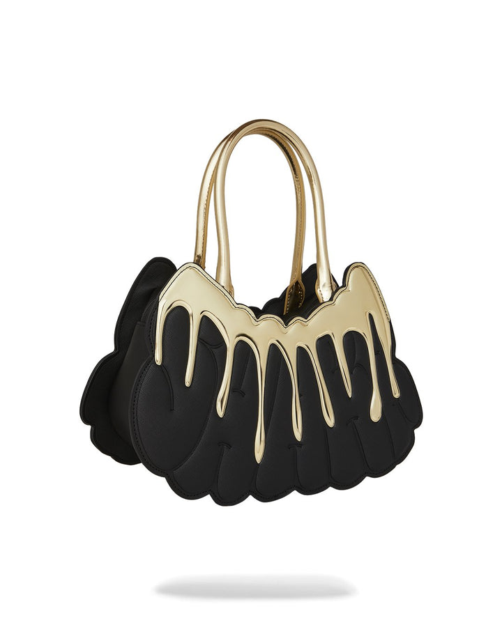 GOLD AND DANGEROUS SHARK BUBBLE LETTER HANDBAG