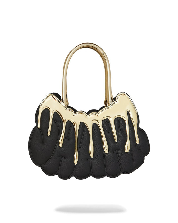 GOLD AND DANGEROUS SHARK BUBBLE LETTER HANDBAG