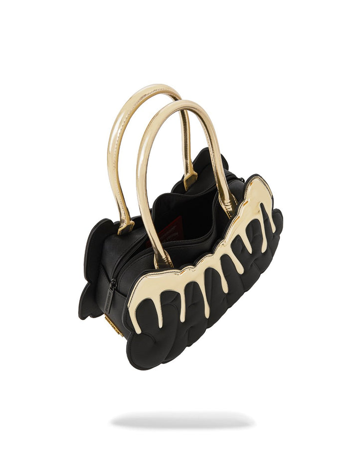 GOLD AND DANGEROUS SHARK BUBBLE LETTER HANDBAG