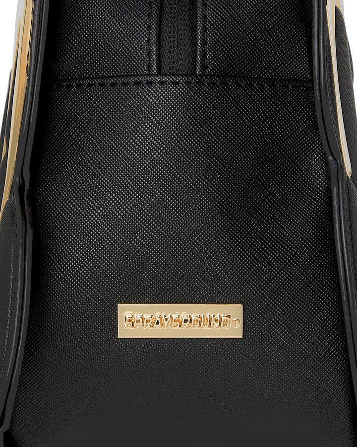 GOLD AND DANGEROUS SHARK BUBBLE LETTER HANDBAG