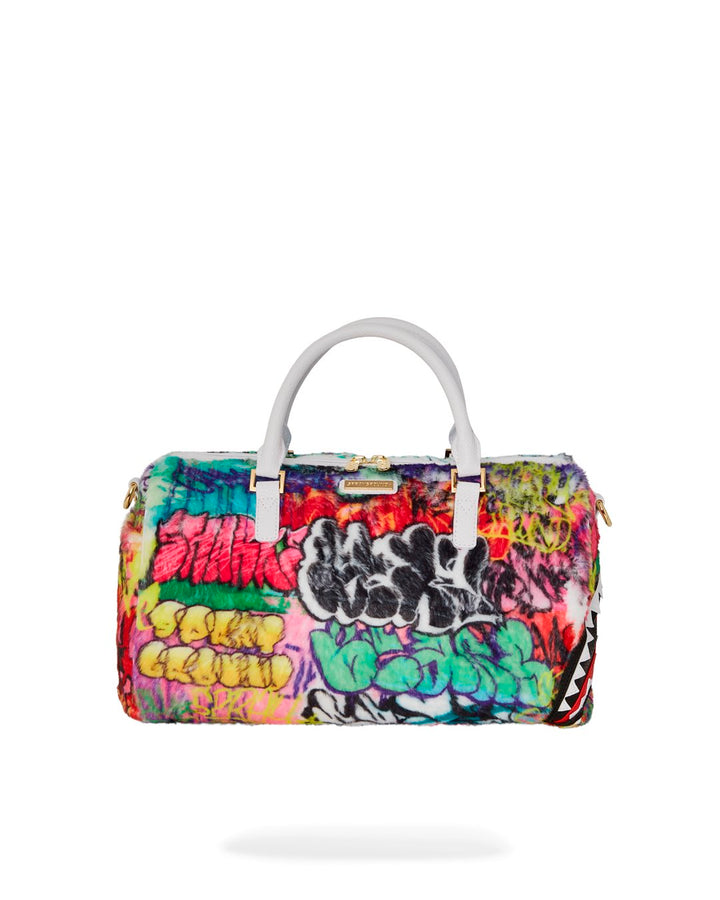 GRAFFITI FAUX FUR MINI DUFFLE