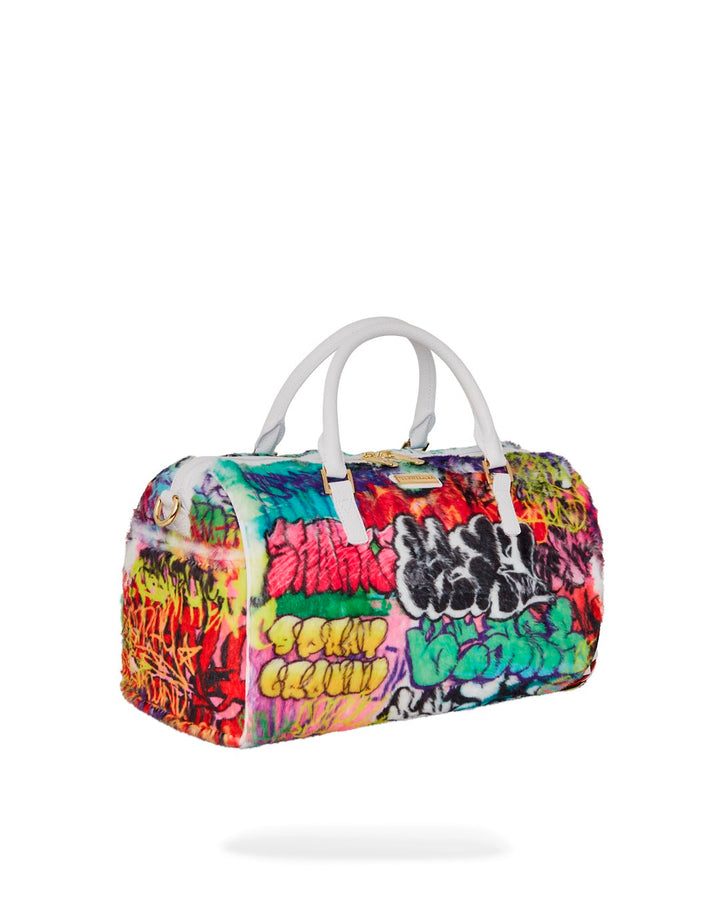 GRAFFITI FAUX FUR MINI DUFFLE