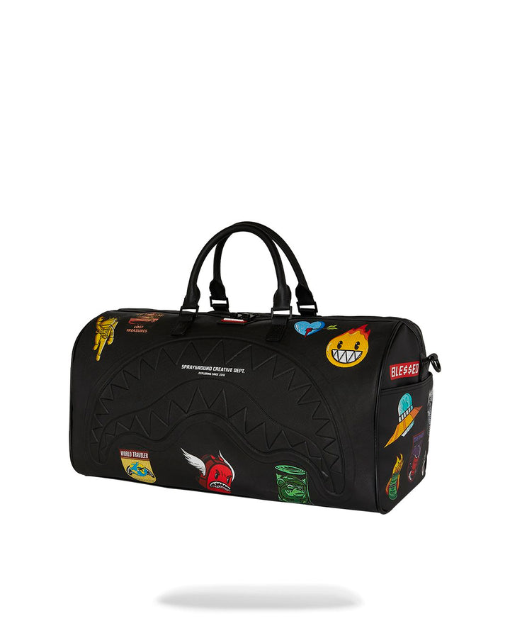 SHARKMOUTH EMBOSSED PATCHES LARGE DUFFLE