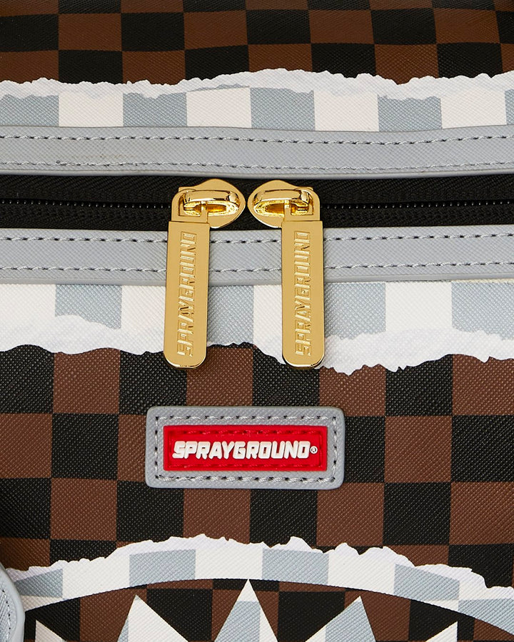 CREAM AND BROWN TEAR CHECK MINI DUFFLE