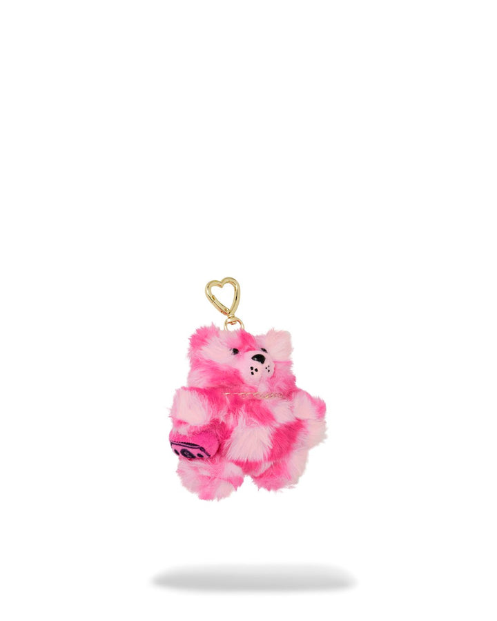 PINK FUR CHECK BEAR KEYCHAIN