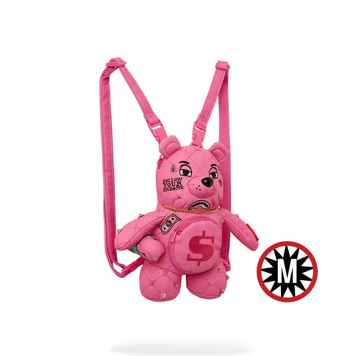PRETTY PINK QUILTED BEAR CUB BACKPACK