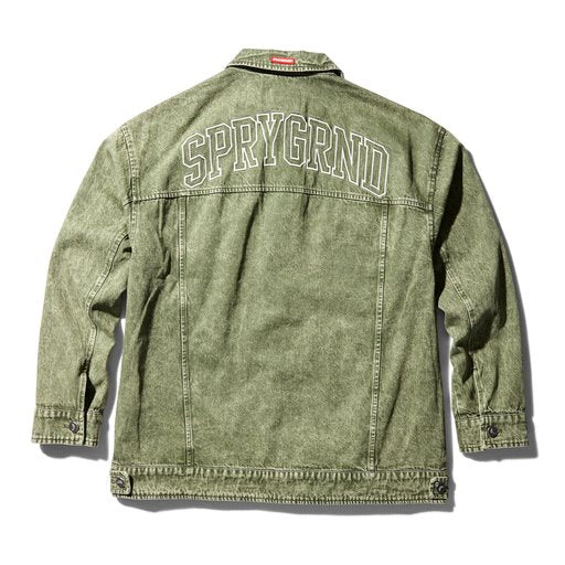 BUTTON FRONT DENIM JACKETGREEN