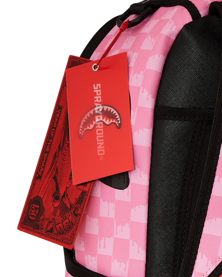 PINK AND BLACK DRIP CHECK DLXSV BACKPACK