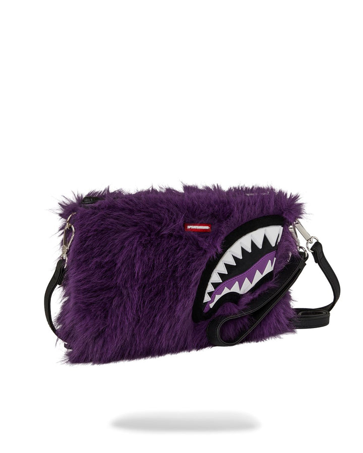 FUR CRAY PURPLE CROSSOVER CLUTCH