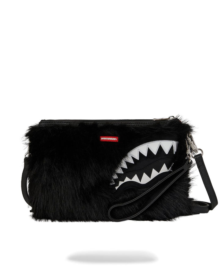 FUR CRAY BLACK CROSSOVER CLUTCH