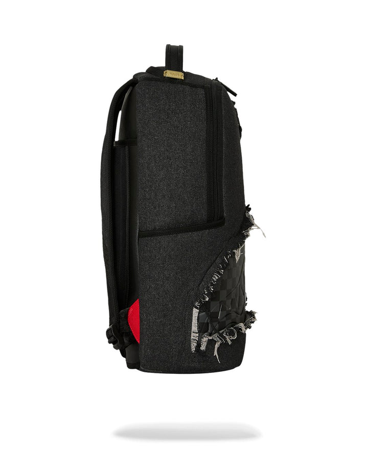 BLACK DENIM TEAR SHARK BACKPACK
