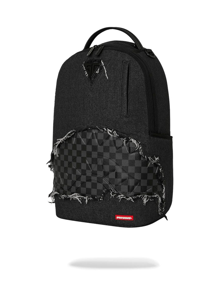 BLACK DENIM TEAR SHARK BACKPACK