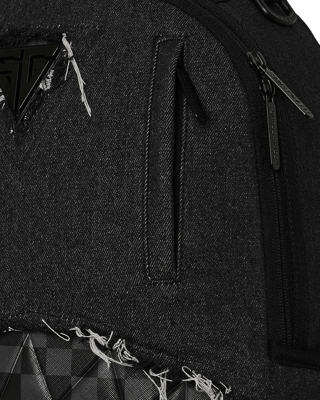 BLACK DENIM TEAR SHARK BACKPACK