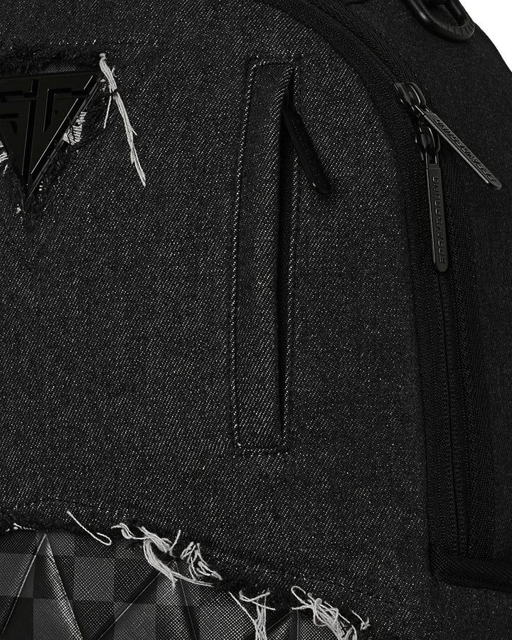 BLACK DENIM TEAR SHARK BACKPACK
