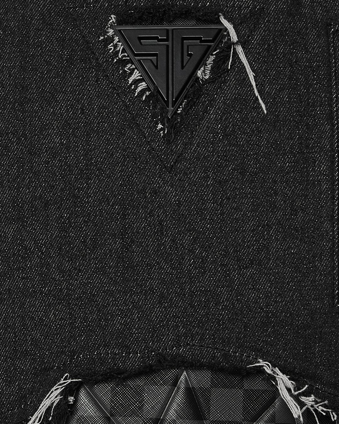 BLACK DENIM TEAR SHARK BACKPACK