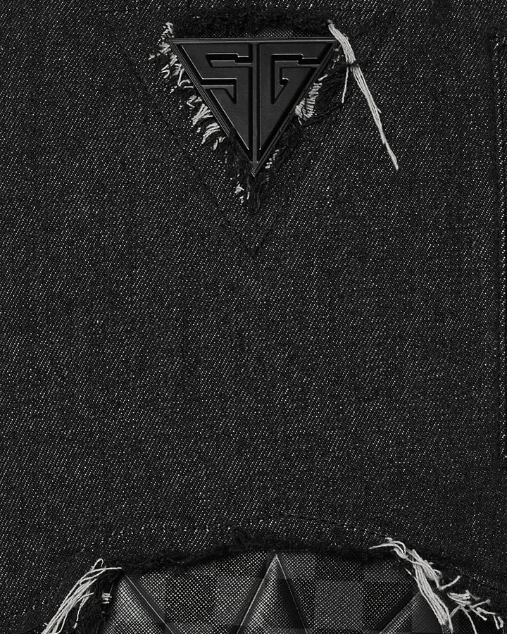 BLACK DENIM TEAR SHARK BACKPACK