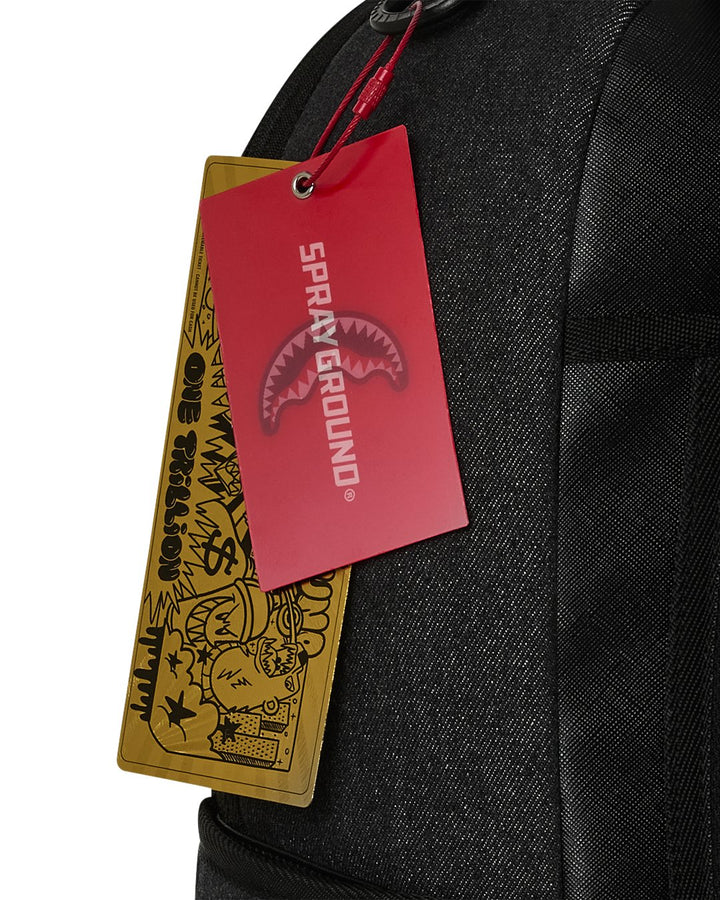 BLACK DENIM TEAR SHARK BACKPACK