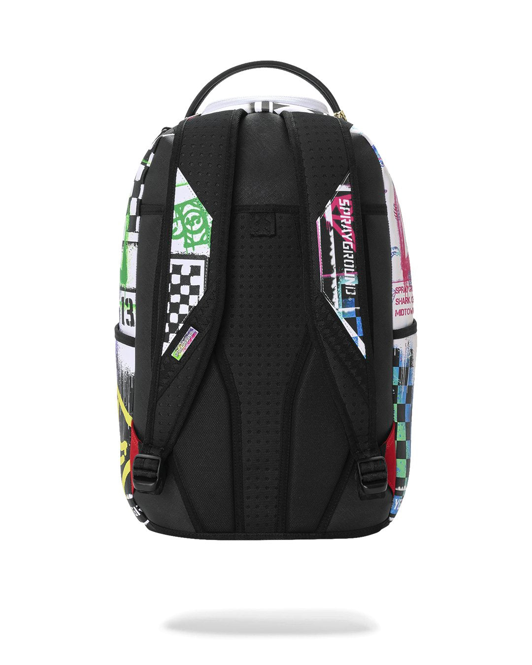 STENCIL SHARK ATTACK BLACK AND WHITE SPLIT BACKPACK