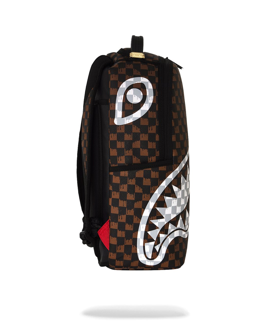 BROWN AND CREAM DRIP CHECK SHARK BACKPACK