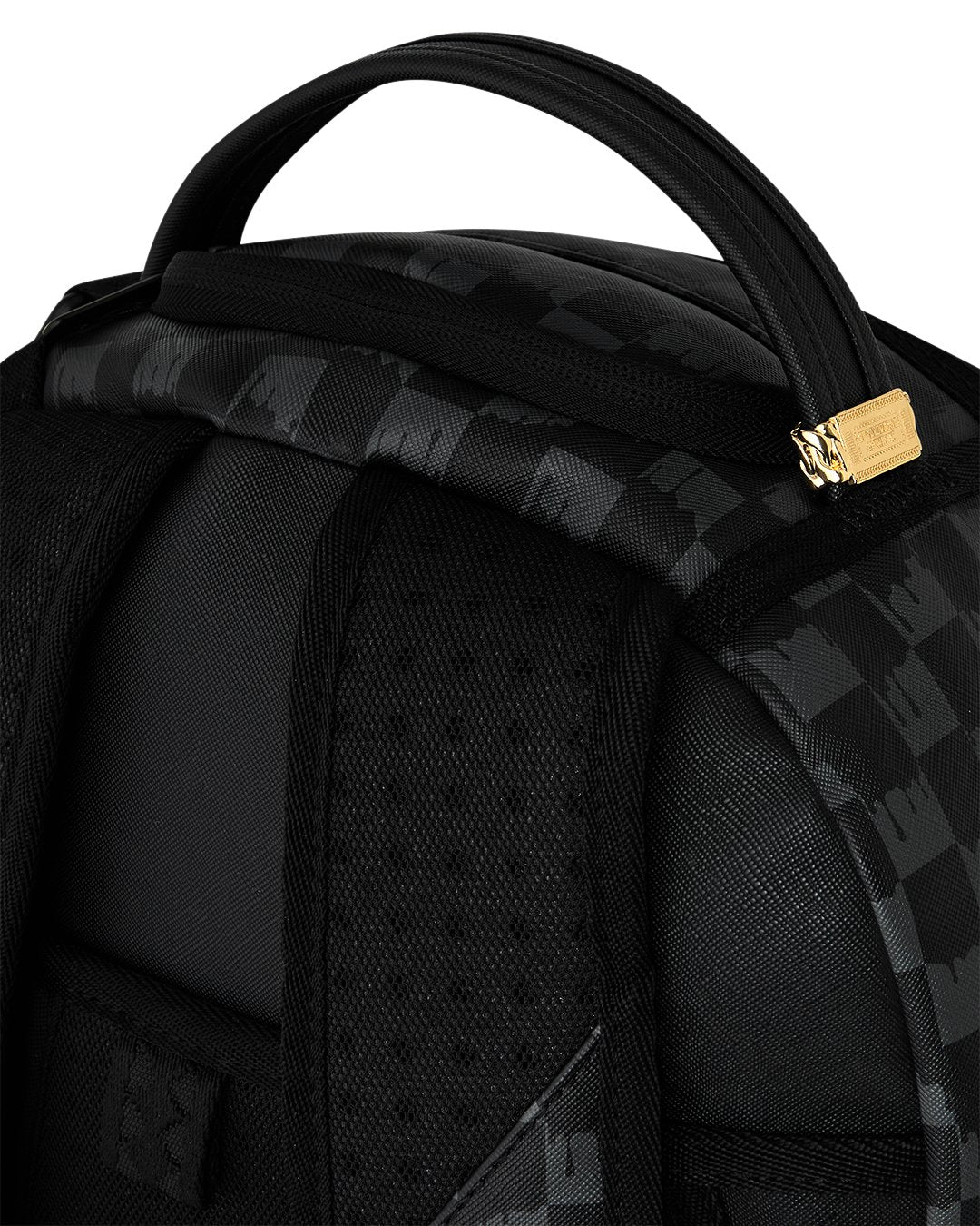 BLACK AND WHITE DRIP CHECK SHARK BACKPACK