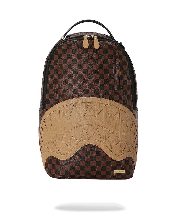 EMBOSSED CHECK BROWN BACKPACK
