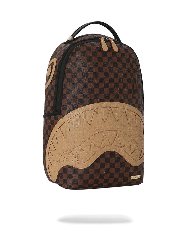 EMBOSSED CHECK BROWN BACKPACK