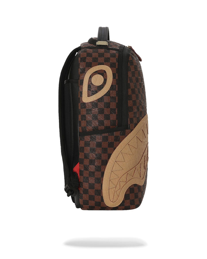 EMBOSSED CHECK BROWN BACKPACK